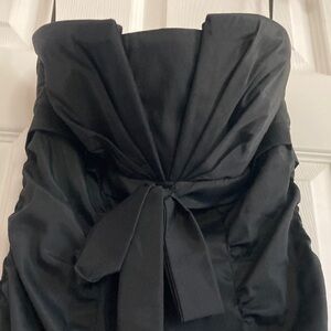 Bold Strapless Black Evening Dress with Stunning Details